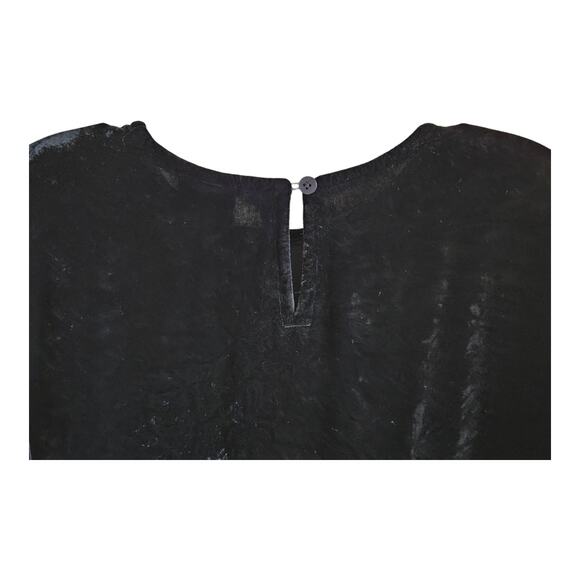 EILEEN FISHER Women's M Velvet Tunic Top Black Rayon & Silk Long Sleeve Gothic - Picture 5 of 6
